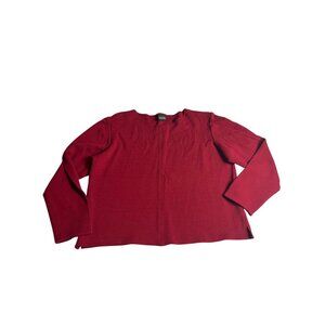 Eileen Fisher Red Knit top/sweater M petite Wool Viscose Blend Dry Clean Only
